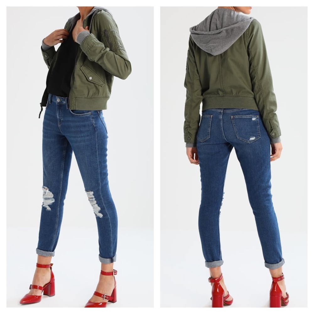 Hollister Army Green Bomber Jacket with Hoodie - Picture 3 of 8